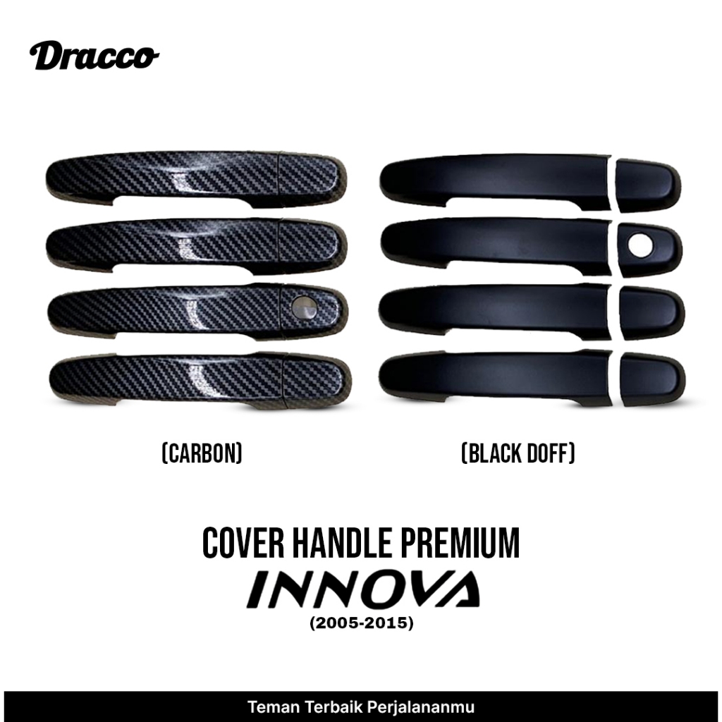 Cover Handle Premium Innova 2005-2015 Carbon Black Doff Tutup Gagang Pintu Mobil Aksesoris Dracco