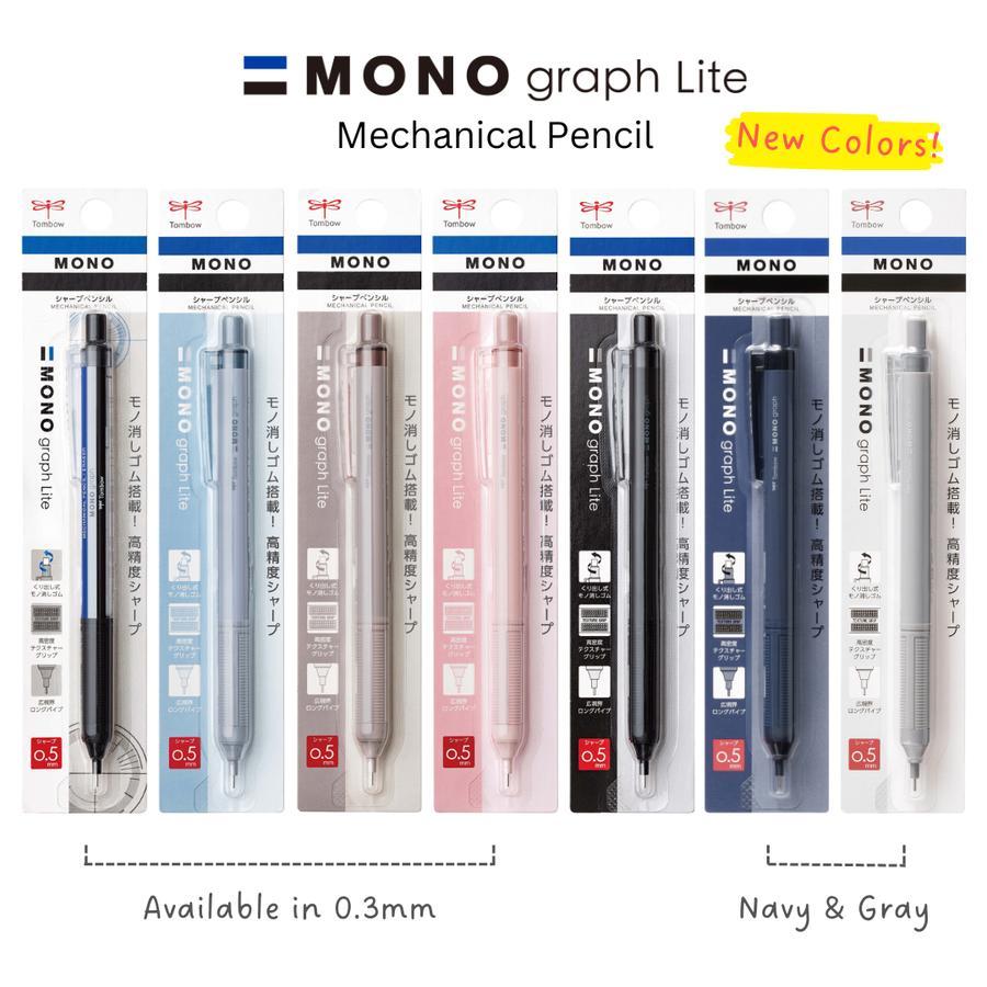 

Tombow Mono Graph Lite Mechanical Pencil 0.3mm 0.5mm Pensil Mekanik Black Pink Blue Yellow Brown