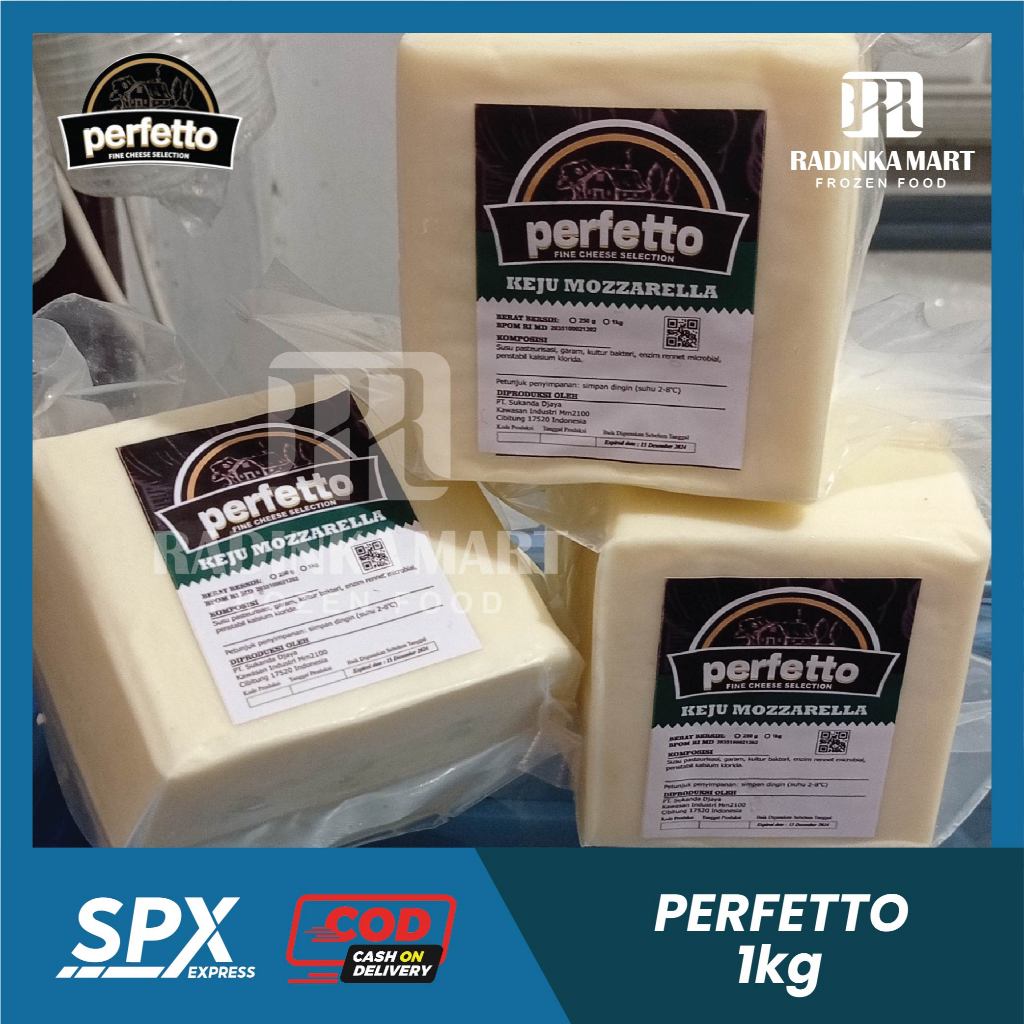 

Keju Mozzarella Perfetto 1kg Murah/Perfetto mozzarella cheese 1kg - keju mozzarella perfetto exp terbaru