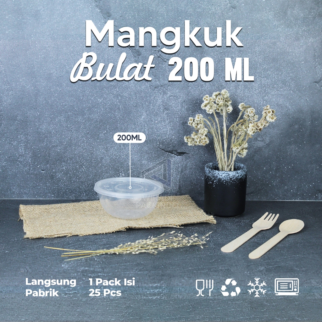 Kotak Makan Plastik / Thinwall / Food Container - Bulat 200ml GROSIR