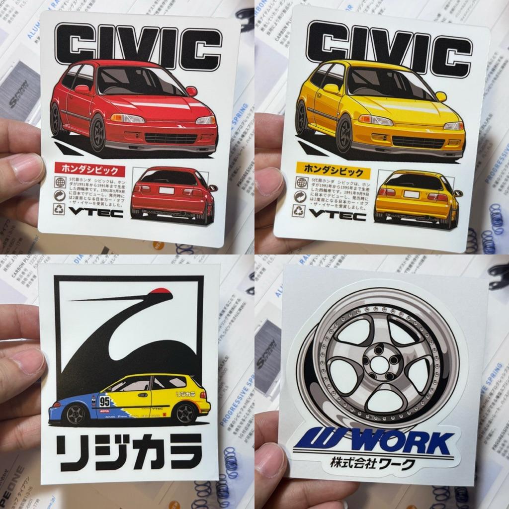 stiker JDM honda civic estilo spoon sports work wheels