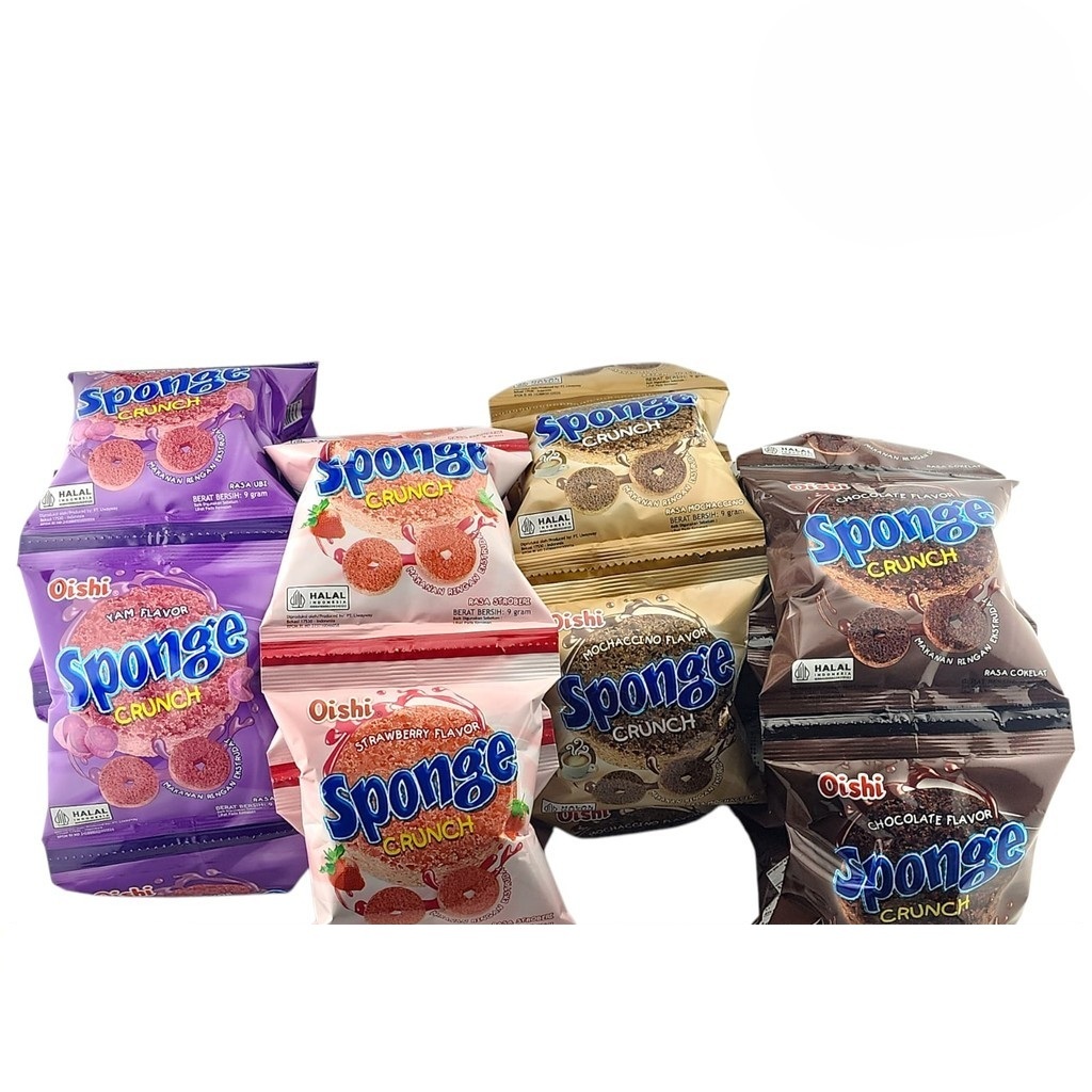 

OISHI SPONGE CRUNCH RENCENG 10 PCS 9GR COKLAT STROBERI CHOCOLATE STRAWBERRY 9GR MAKANAN RINGAN CEMILAN ANAK GROSIR
