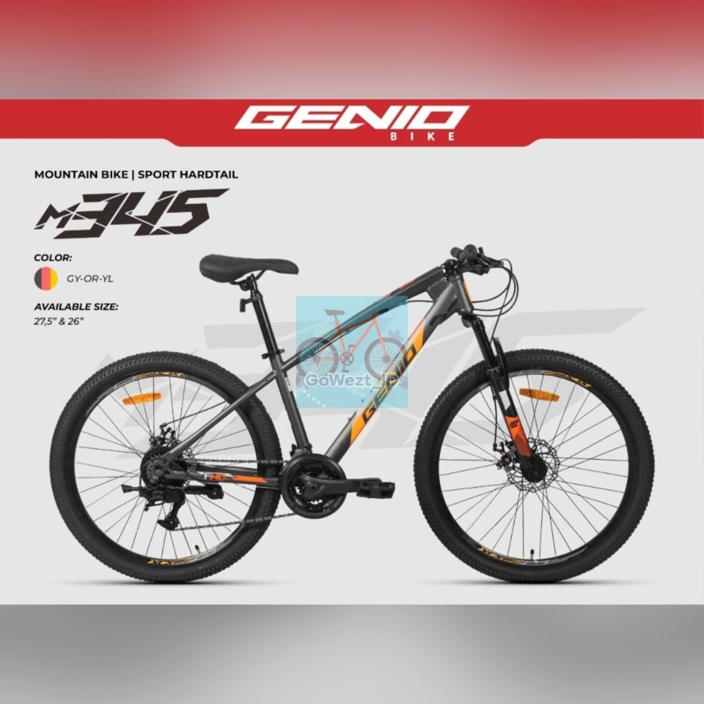Sepeda Gunung MTB Dewasa Ukuran 26 & 27.5 Genio M 345 M345 Steel Frame 24 Speed | High Quality