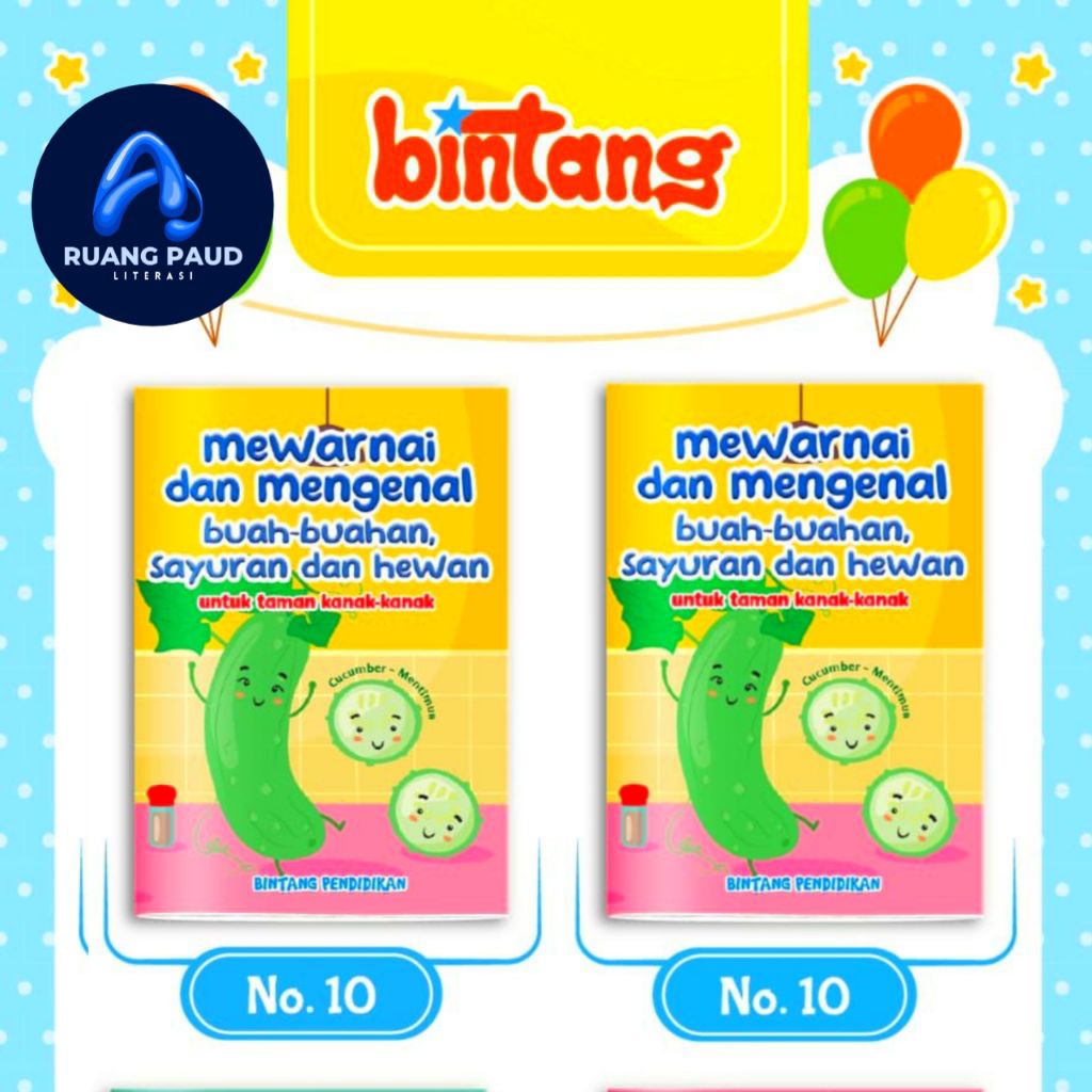 BUKU TK PAUD | BUKU MEWARNAI BUAH BUAHAN, SAYURAN