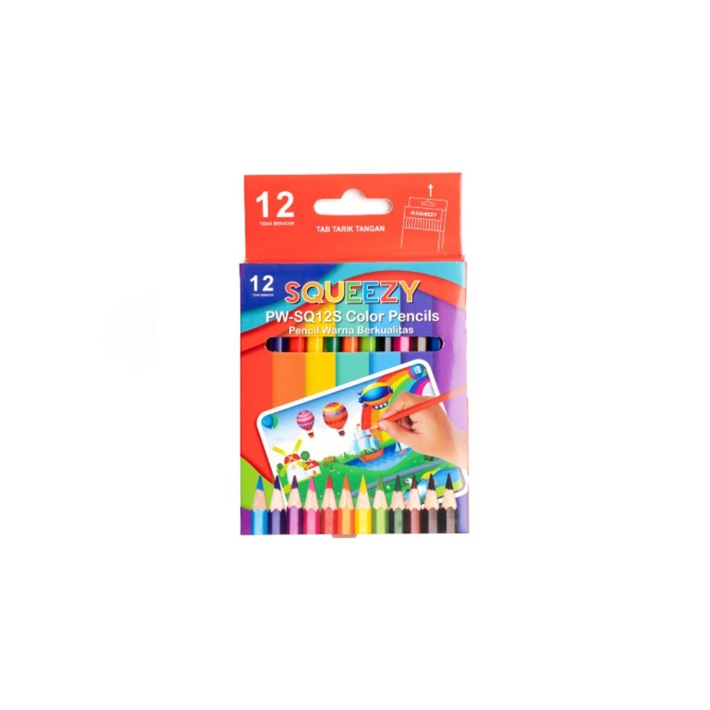 

Pensil Warna Pendek Squeezy 12 Warna PW-SQ12S Murahh