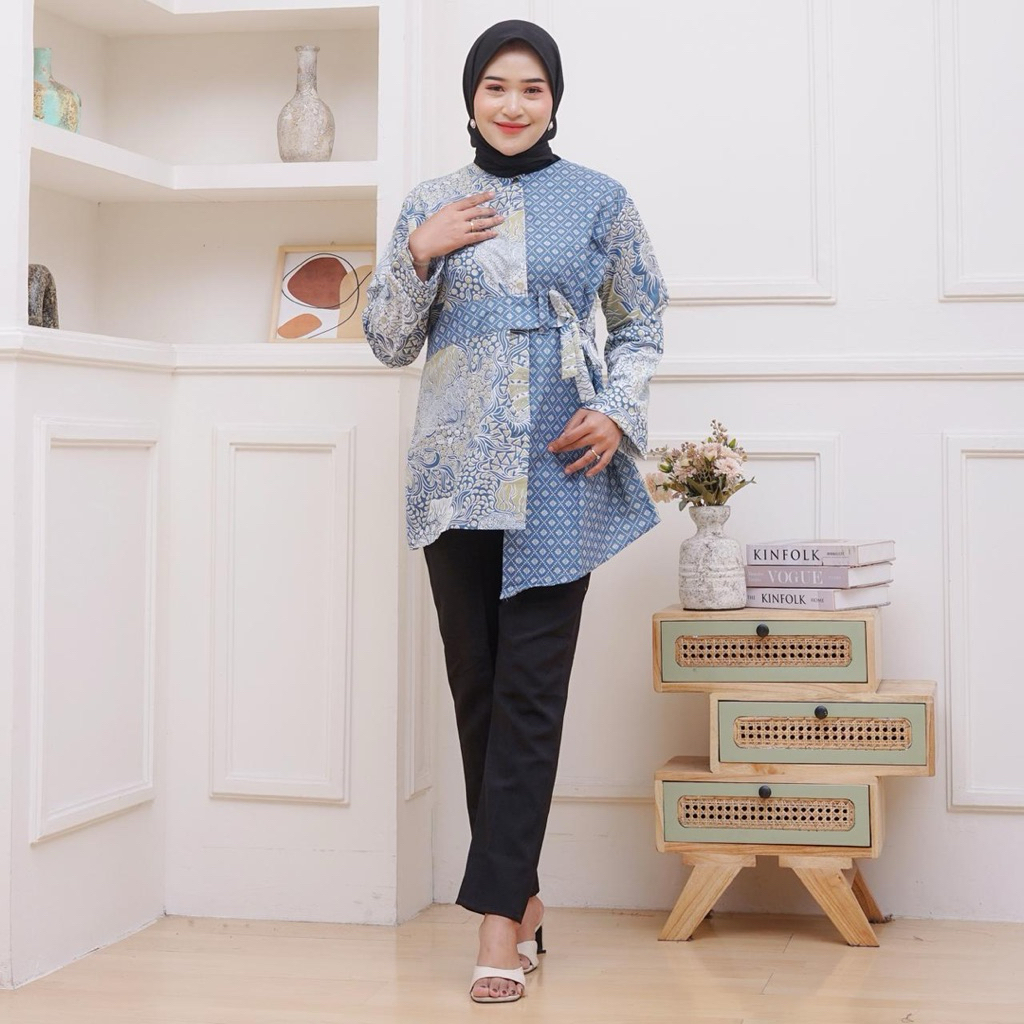 Blouse Batik tali kombinasi / blouse modern