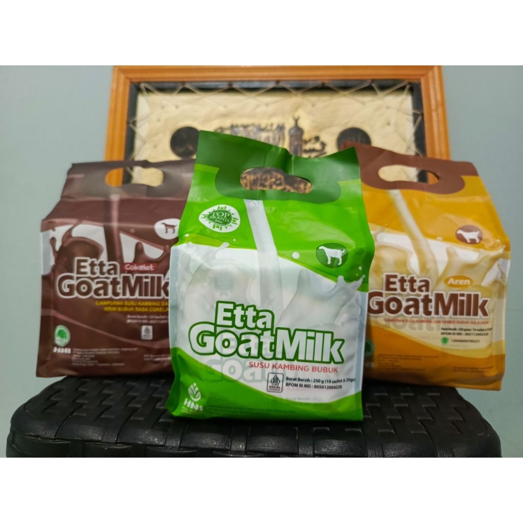 

Etta Goat Milk Susu Kambing HNI HPAI Rasa Original, Cokelat dan Aren