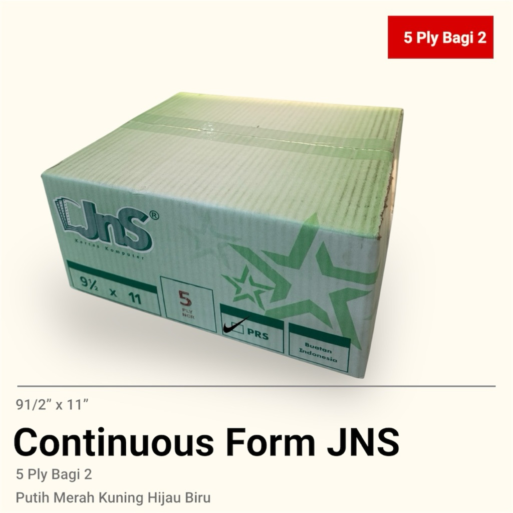 

Kertas Countinuous Form Uk 9.5"×11"/2 5 Ply Bagi 2 Kertas Komputer K5/2 NCR /JNS