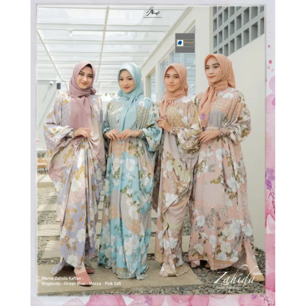 Zahida Kaftan ARRAFI Gamis Dress Wanita Dewasa Muslim Premium Motif