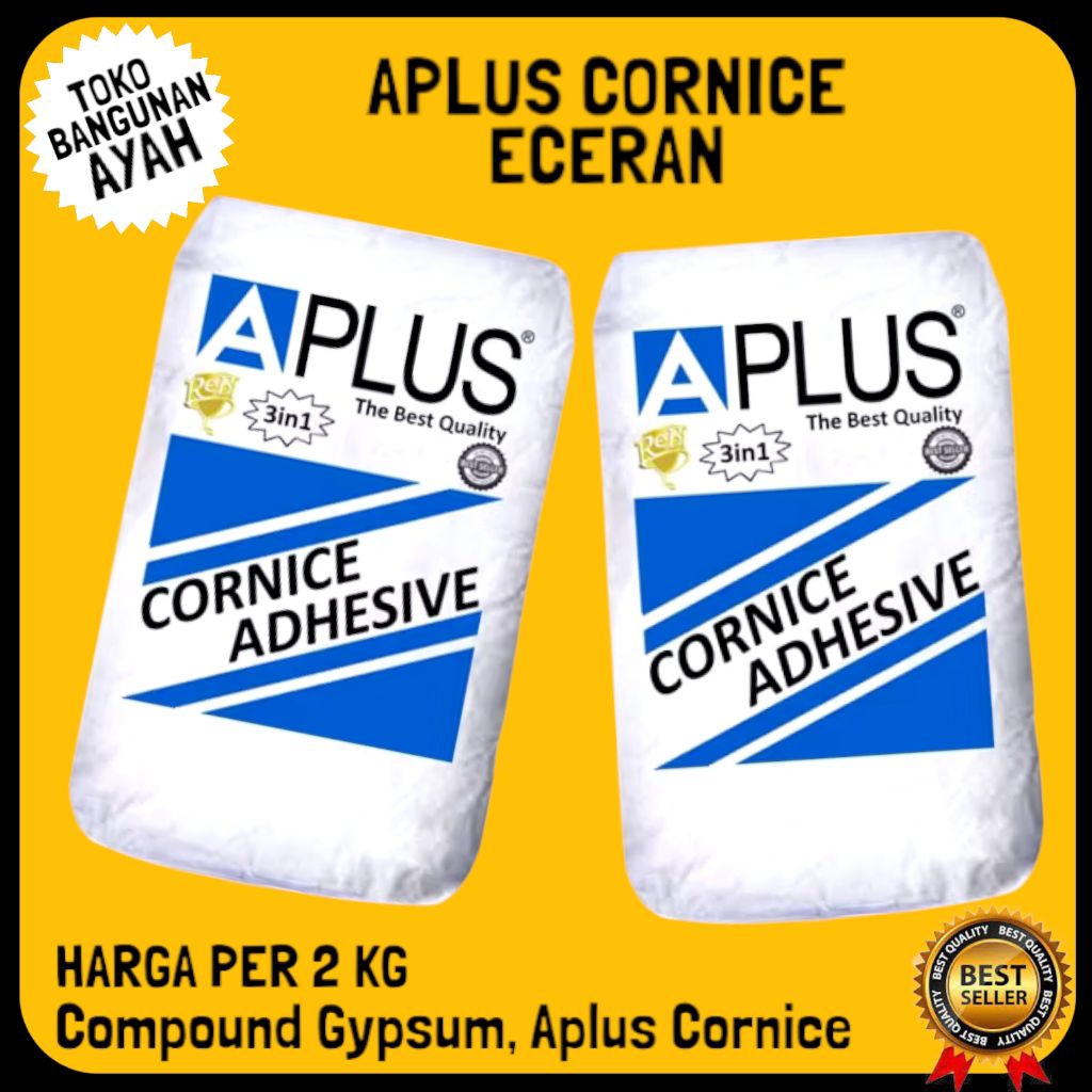 Aplus Cornice Eceran / Repack 2 KG / Kompon Gypsum / Compound Gypsum / Cornice