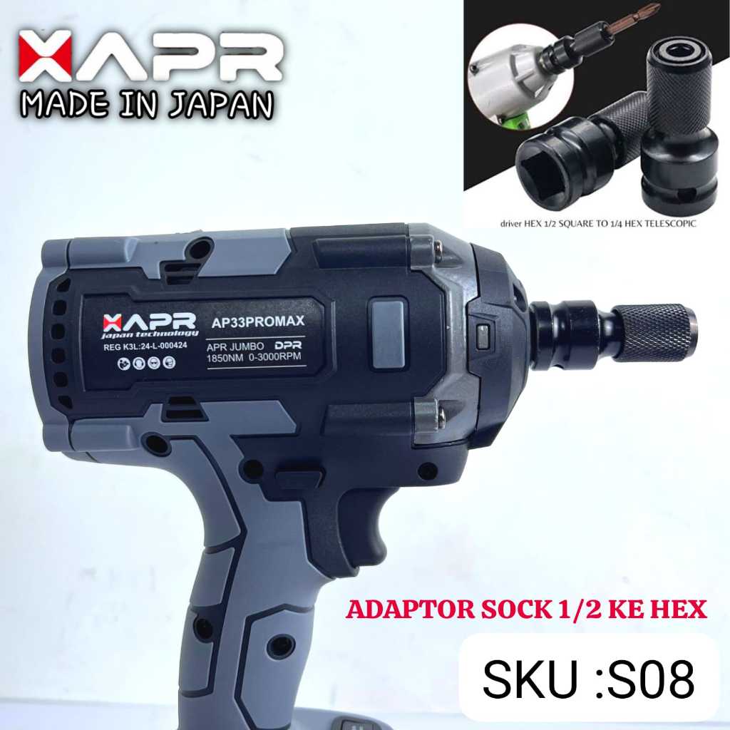 ADAPTOR IMPACT KE BOR MATA obeng angin sekrup hex konektor impact driver kecil sangat berguna S08