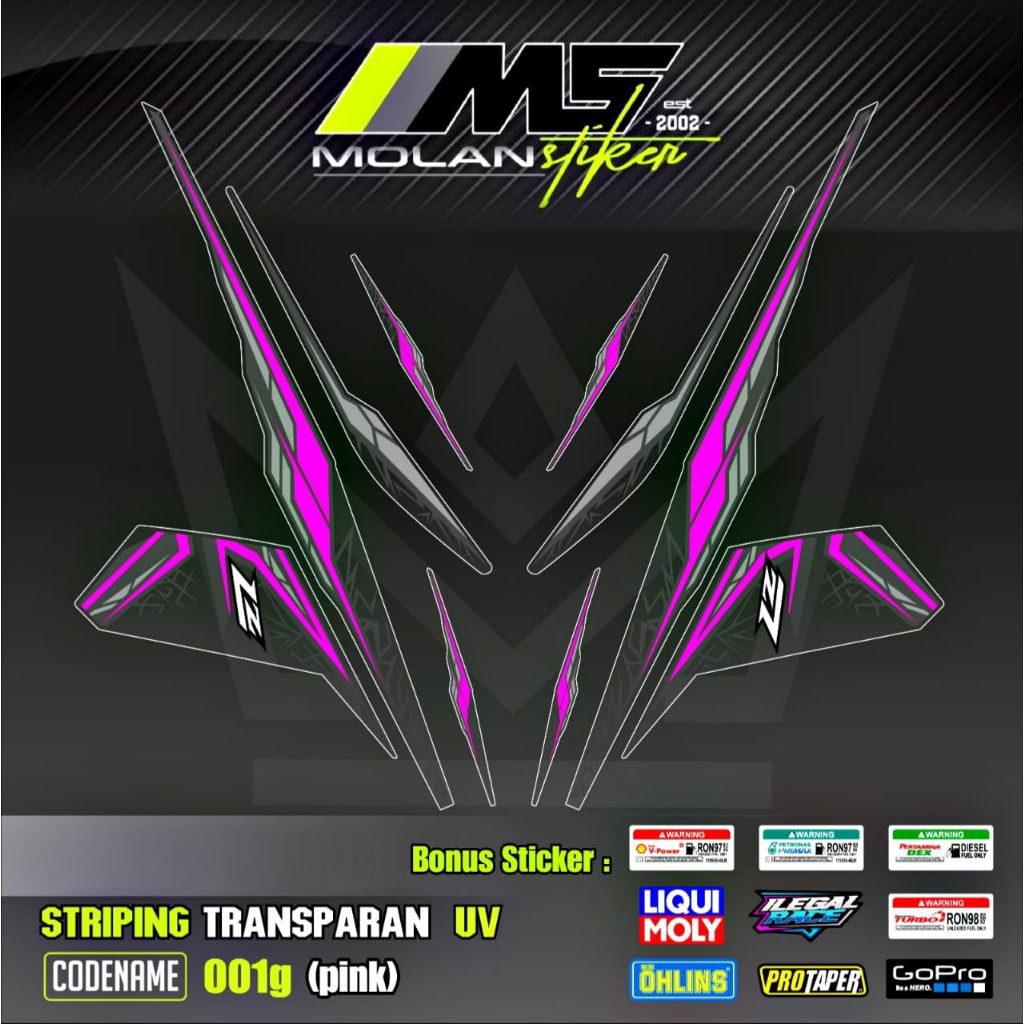 Decal Sticker Striping Variasi Transparan Uv Vega RR 115 2013-2016 Spark 115 i Sight 115 Spark Nano 