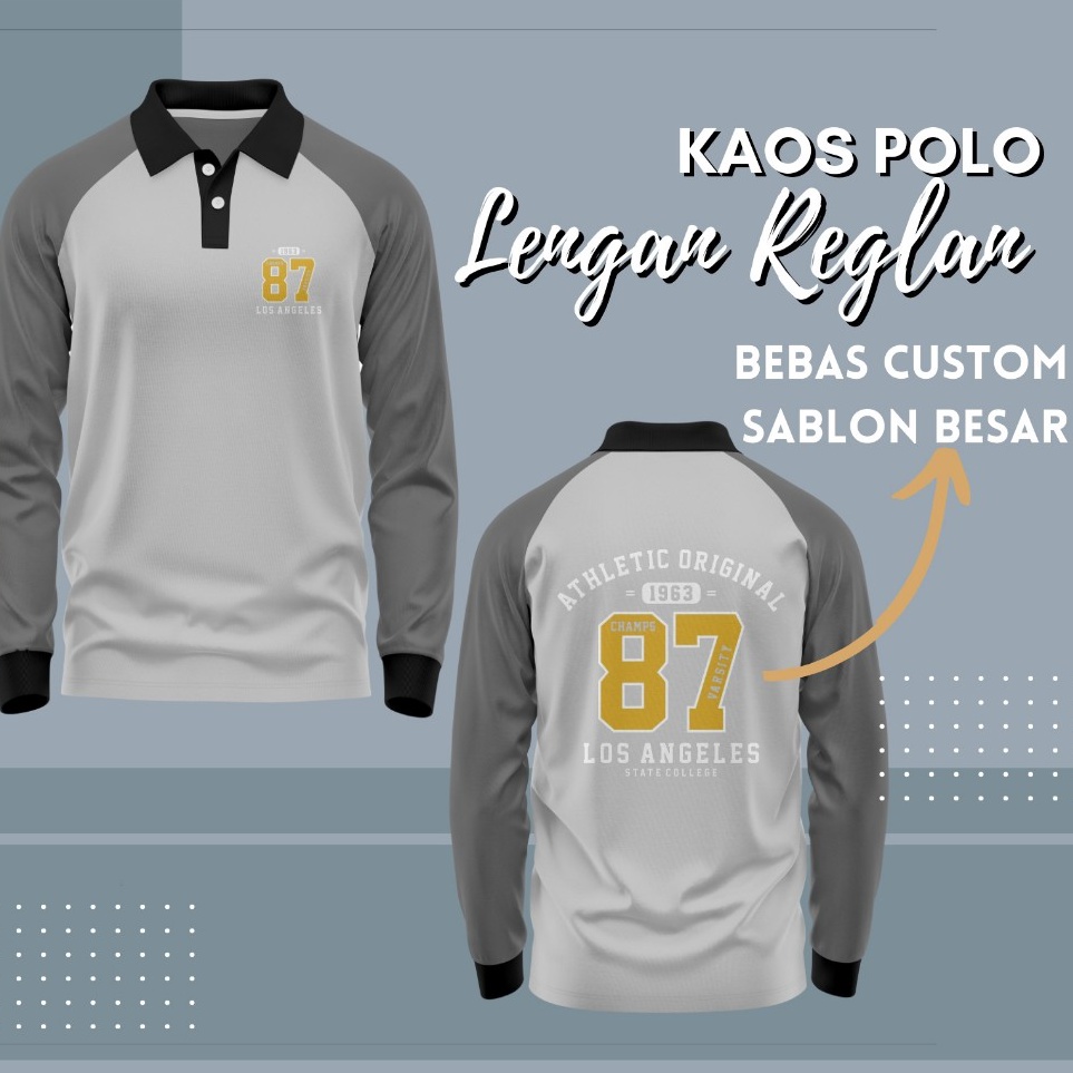 Big Sale  Kaos Polo Reglan Lengan Panjang Custom Warna SablonBordir Size MXXXXXXL 6XL Kaos Polo Beba