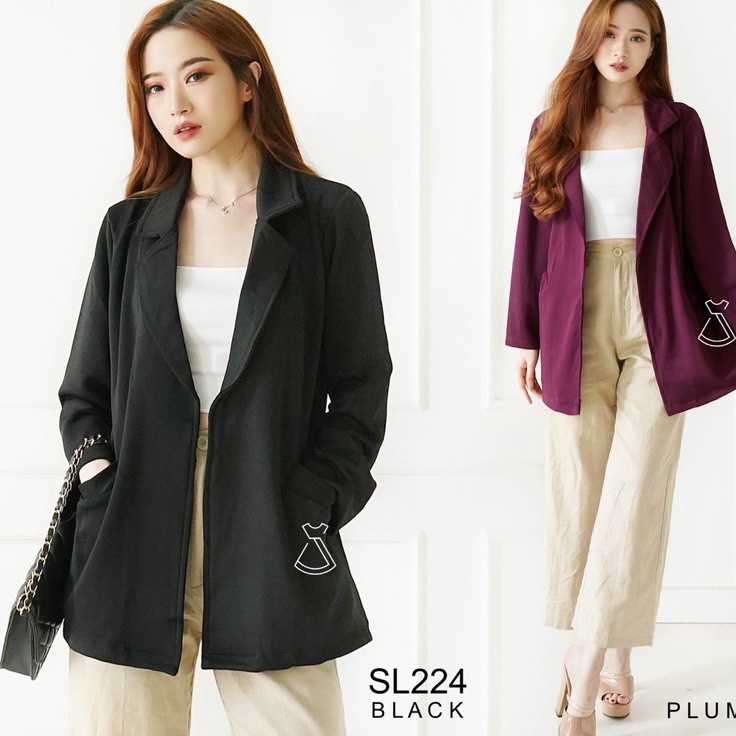 Flash Sale  OVERSIZE BLAZER XXL import korea  Blazer Oversize outer basic Wanita Hitam