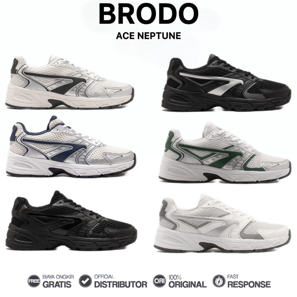 Brodo - Sepatu Ace Neptune Sneakers Casual Unisex Wanita Pria Original 100%