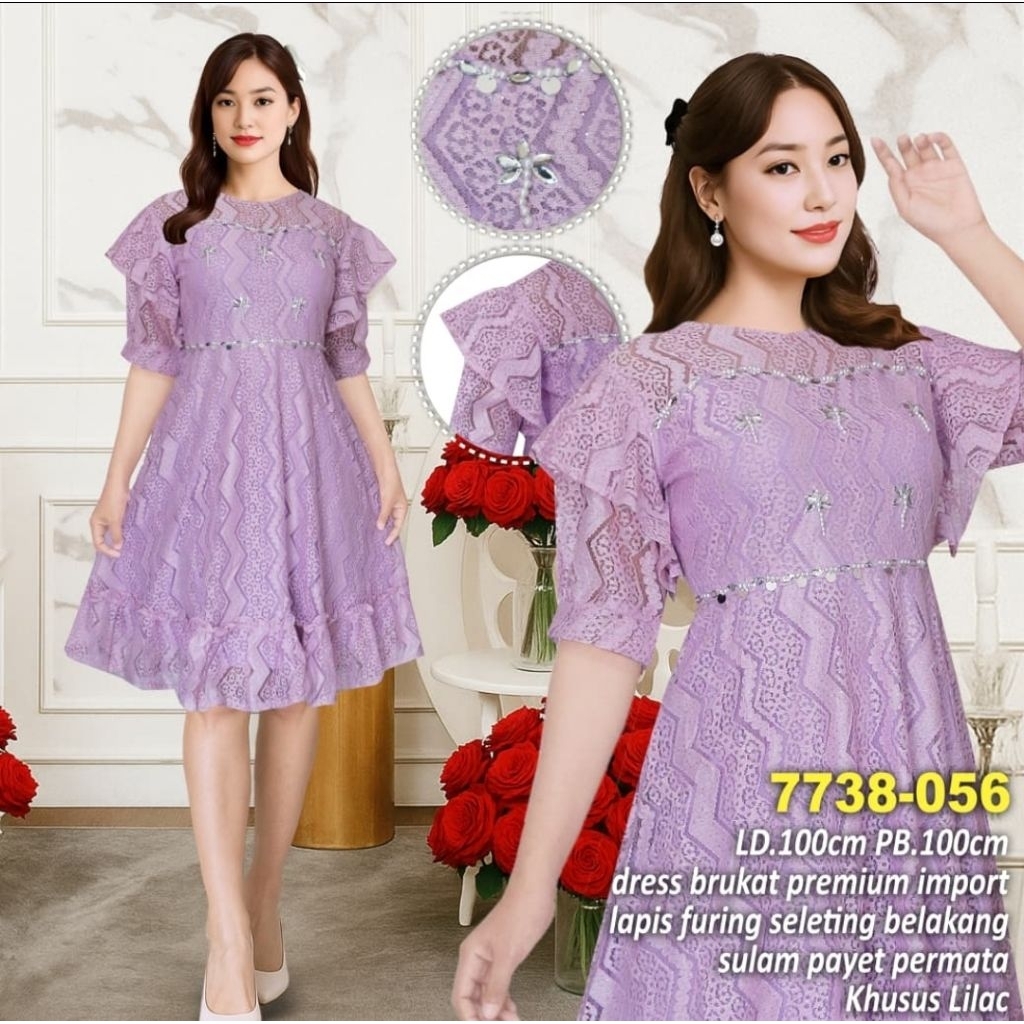 COD DRESS PESTA BAJU NATAL KHUSUS LILAC
