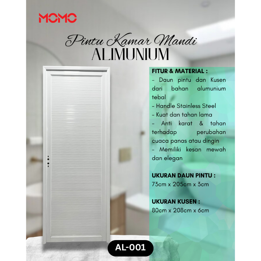 Pintu Kamar Mandi Aluminium AL-001 Pintu Aluminium full set Pintu  Aluminium Kamar Mandi