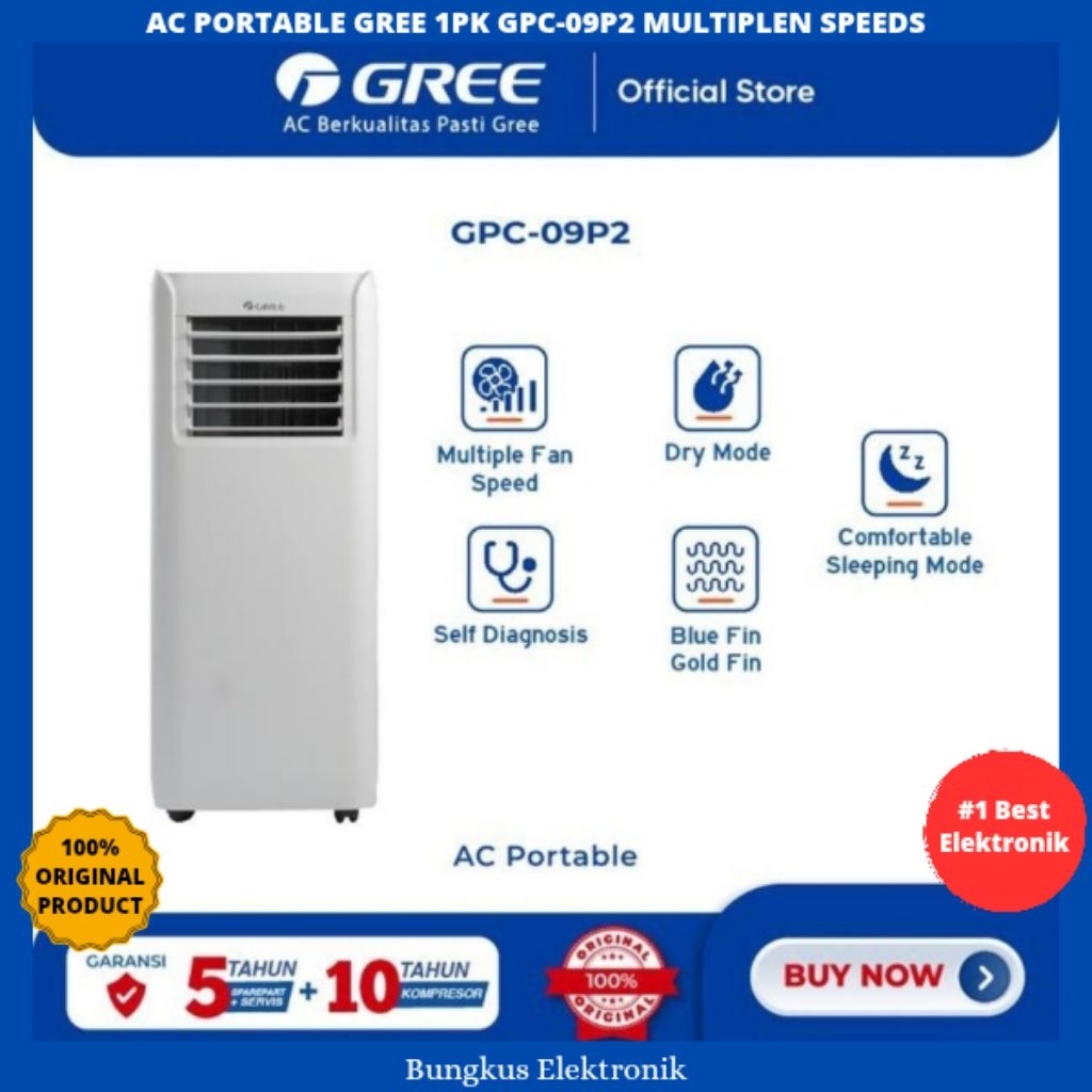 AC PORTABLE GREE 1PK GPC-09P2 MULTIPLEN SPEED AC PORTABLE GREE 1 PK