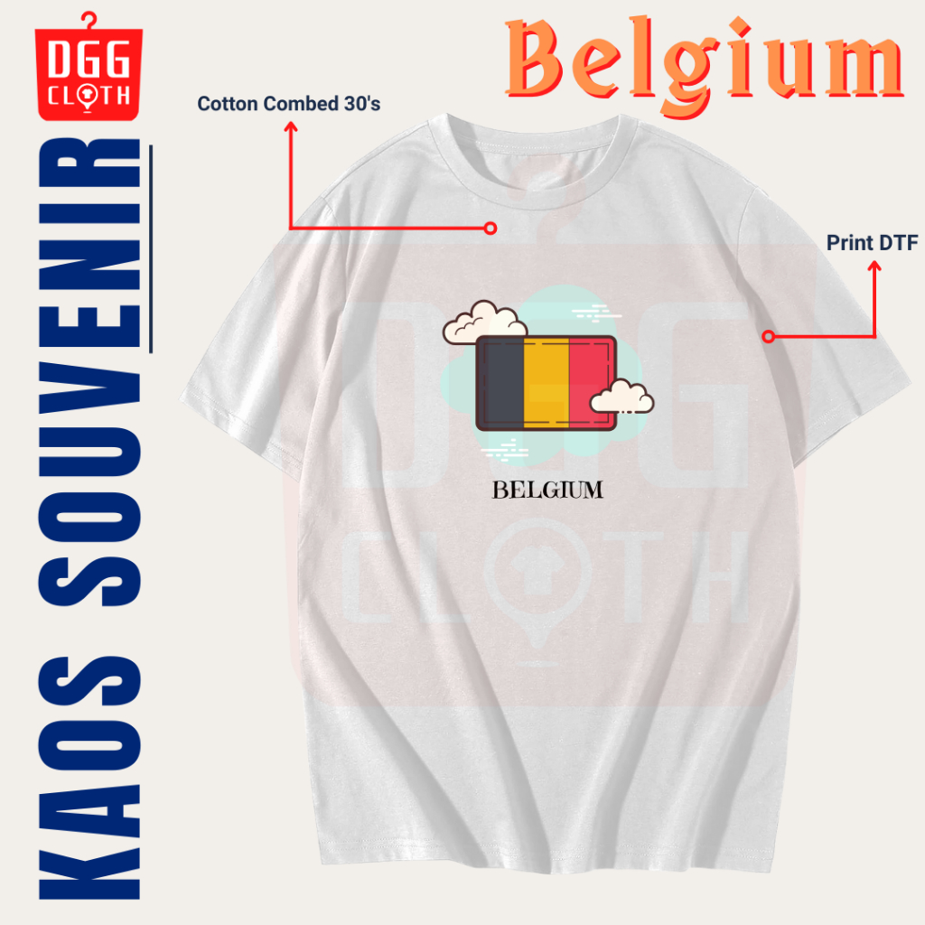 DGG Kaos Oleh-Oleh Negara Belgium/Belgia Tshirt Baju Souvenir Dewasa Anak Type 3