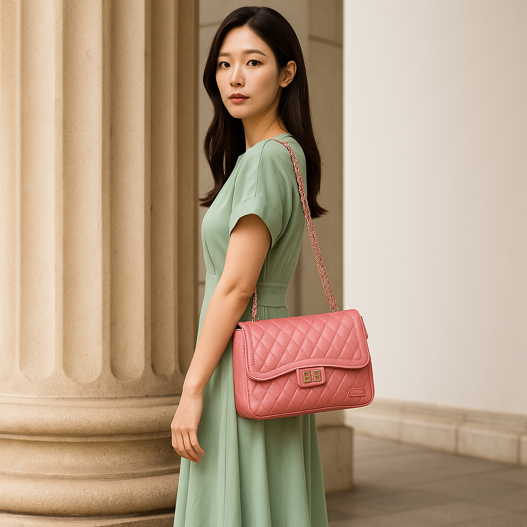 Sridewi Tas Selempang Rantai Kulit Asli Lecari