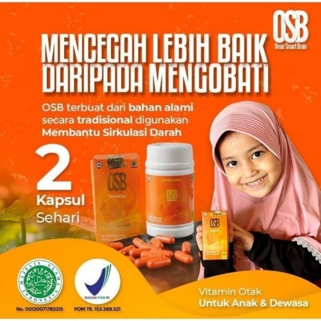 OSB KAPSUL 1 Box 60 Kapsul Vitamin Terbaik Otak Anak Cerdas Dan Dewasa Omar Smart Brain - OSB ORIGIN