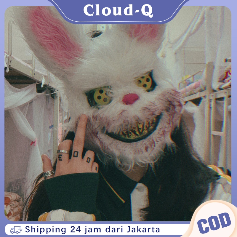 Topeng Kelinci Berdarah Bulu Topeng Halloween Cosplay