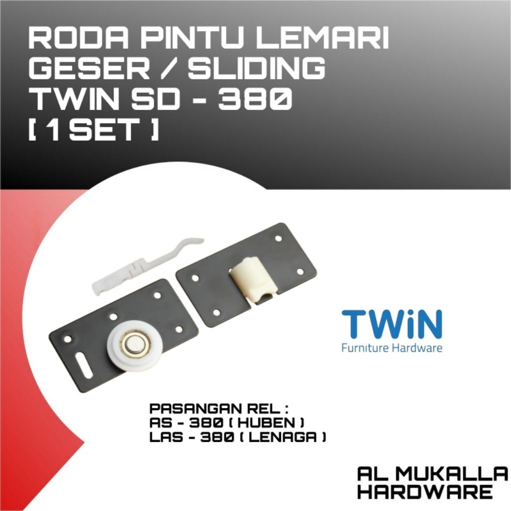 SD - 380 TWIN - Roda Pintu Lemari Sliding TWIN | Roda Pintu Lemari Geser