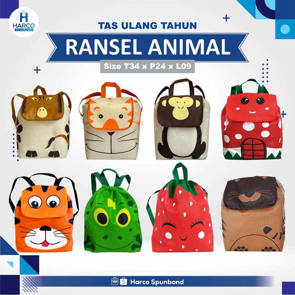 

(LUSINAN) Tas Souvenir Ulang Tahun Anak - Ransel Goodie Bag Ultah Anak 34x24x09