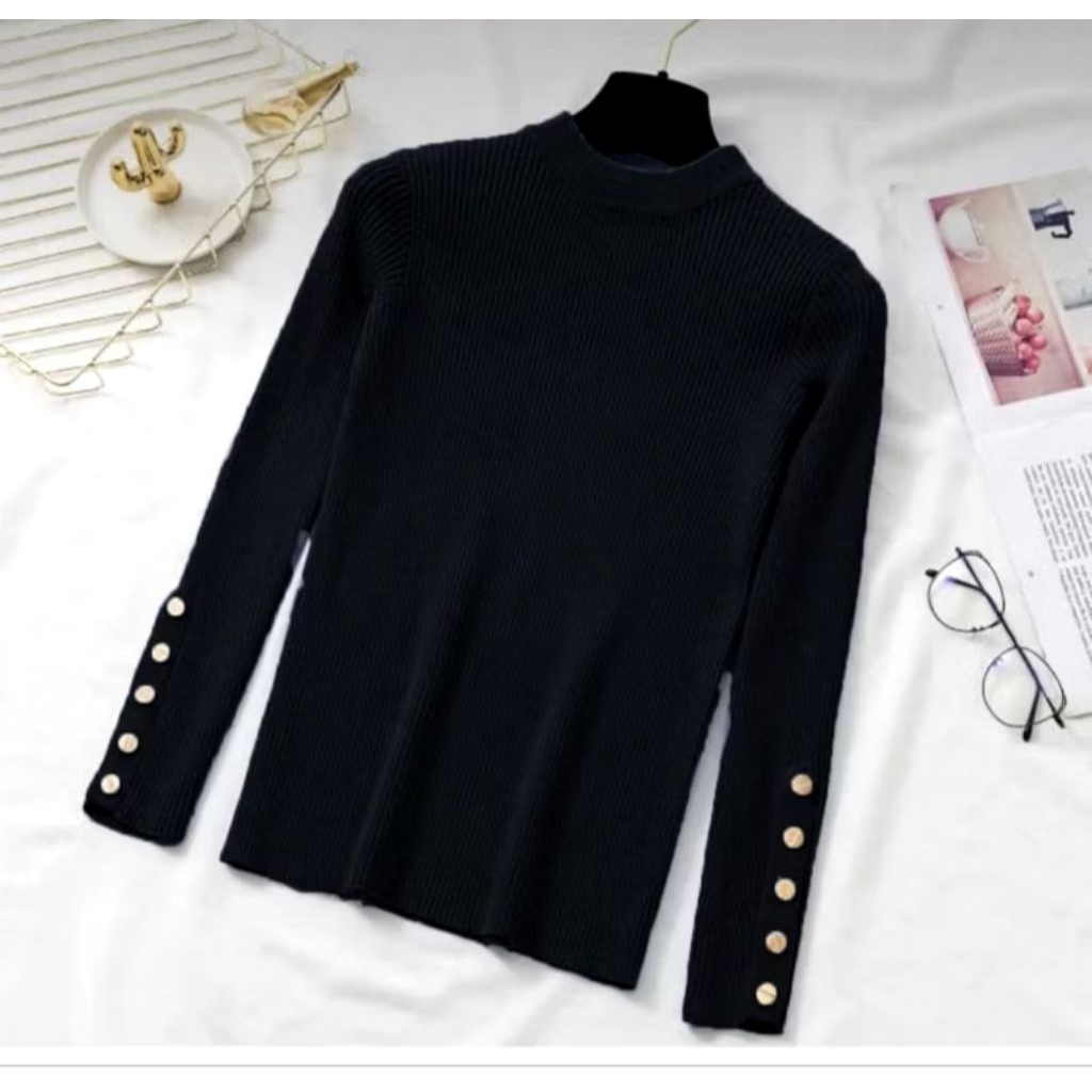 MANSET INNER INNARA Manset BAJU Rajut Wanita Atasan Rajut Wanita Kancing Lengan motif