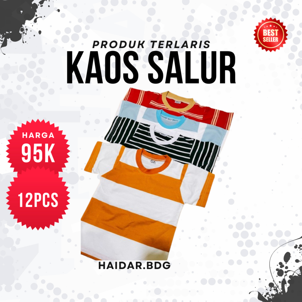 Paket Hemat Kaos Salur Anak Garis-Garis 1-7 Tahun  | Kaos Anak Laki-Laki Perempuan 99 Ribu Dapat 12