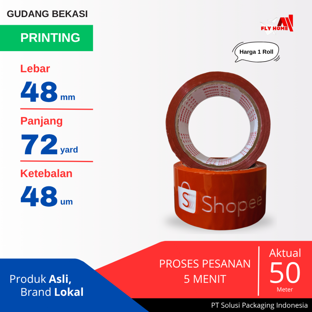 

FLYHOME 1Roll Lakban Online Shop 48x72Y 2inchi 72 Yard Tk Orange