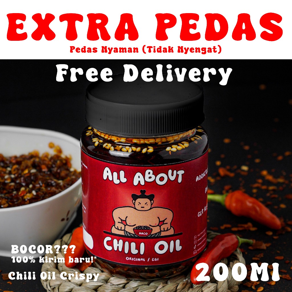 

AACO-EXTRA PEDAS-Premium Garlic Chili Oil MINYAK CABAI 200ML TANPA PENGAWET| ORIGINAL EXTRA PEDAS