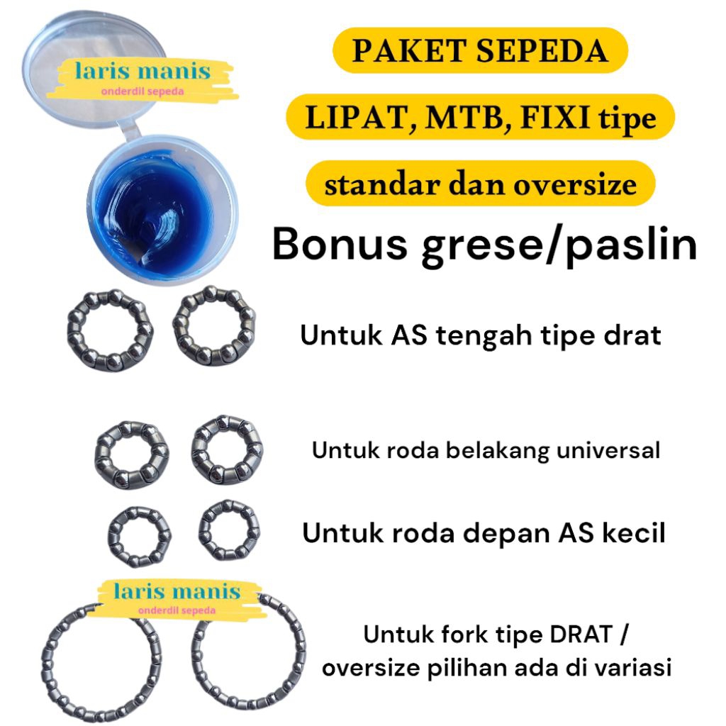 PAKET gotri fork roda as tengah roda depan sepeda lipat fixie MTB