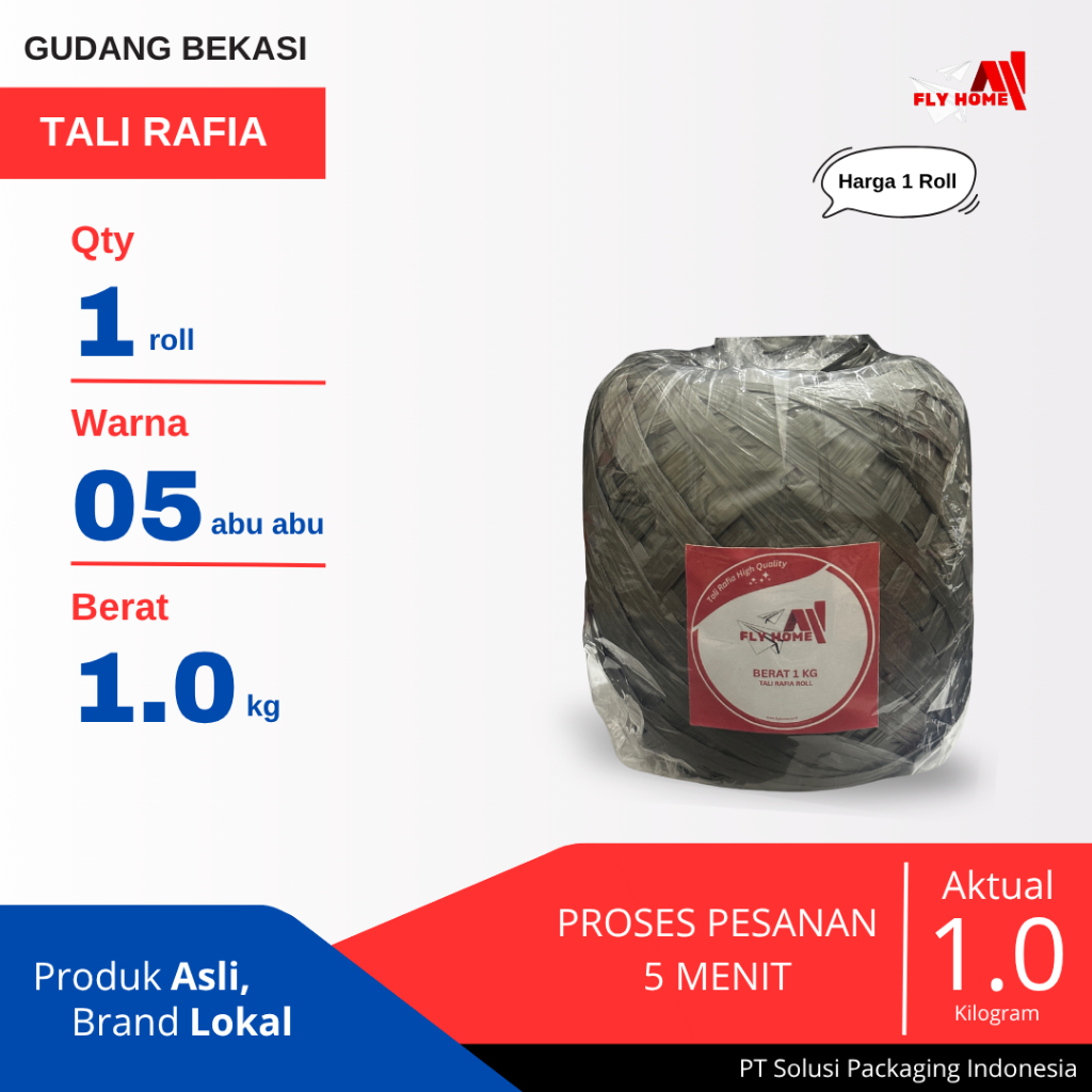 

FLYHOME 1Roll Tali Rafia 1kg Tali Plastik Hitam Tebal dan Kuat