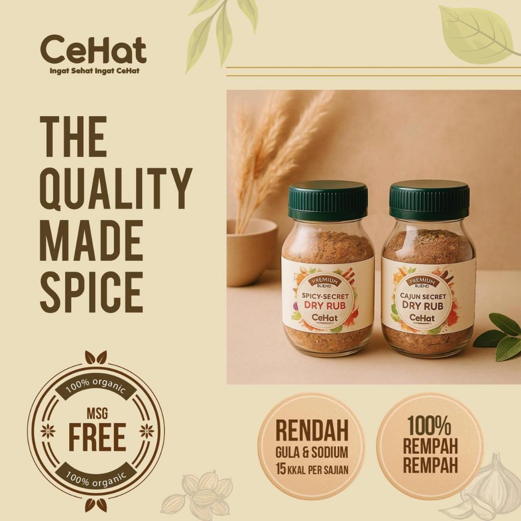 

Cehat Dry Rub Bumbu Marinasi Rendah Kalori Daging Ayam Dada Ikan Non MSG 60g