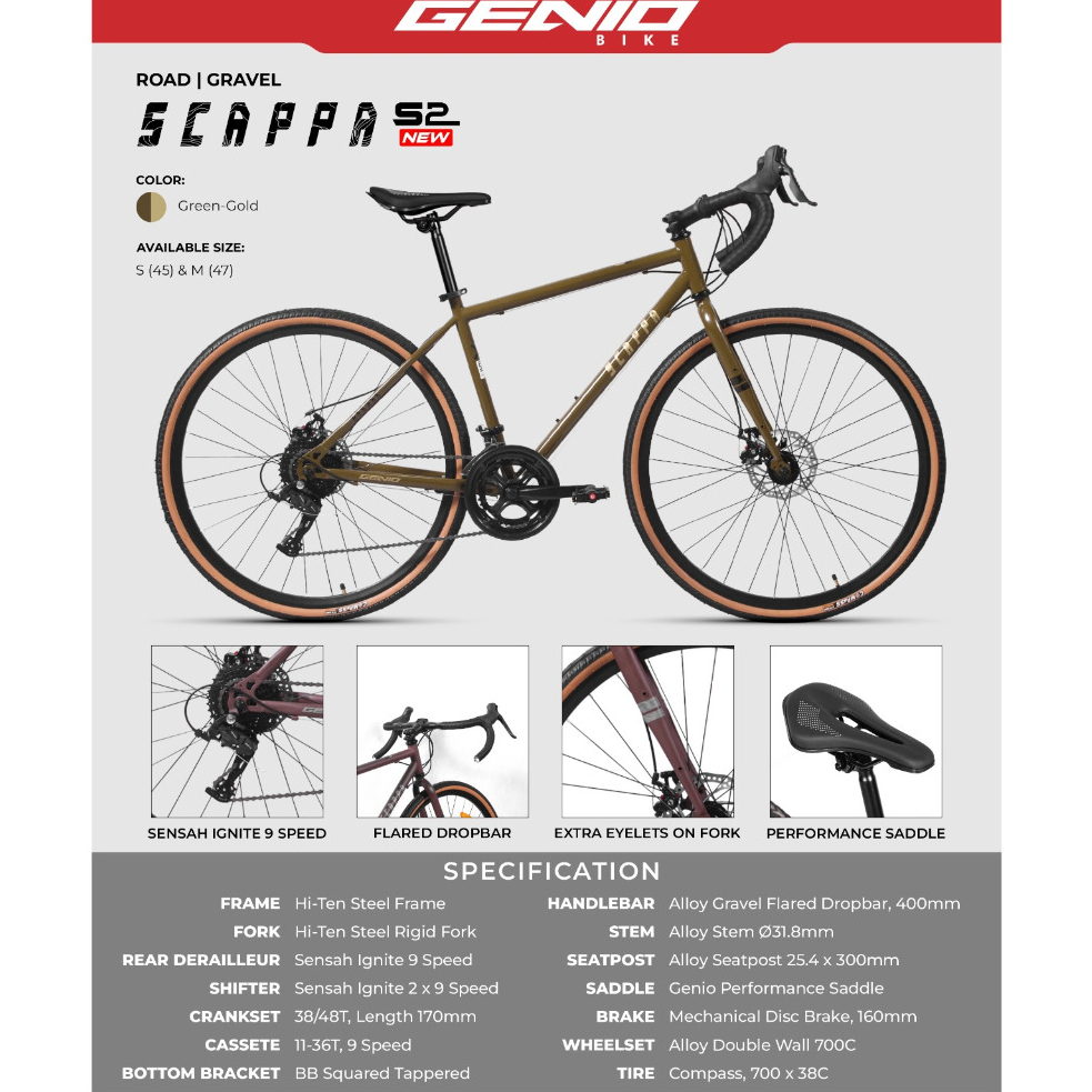 SEPEDA BALAP / ROAD BIKE GENIO SCAPPA S2 (M) 18 SPEED