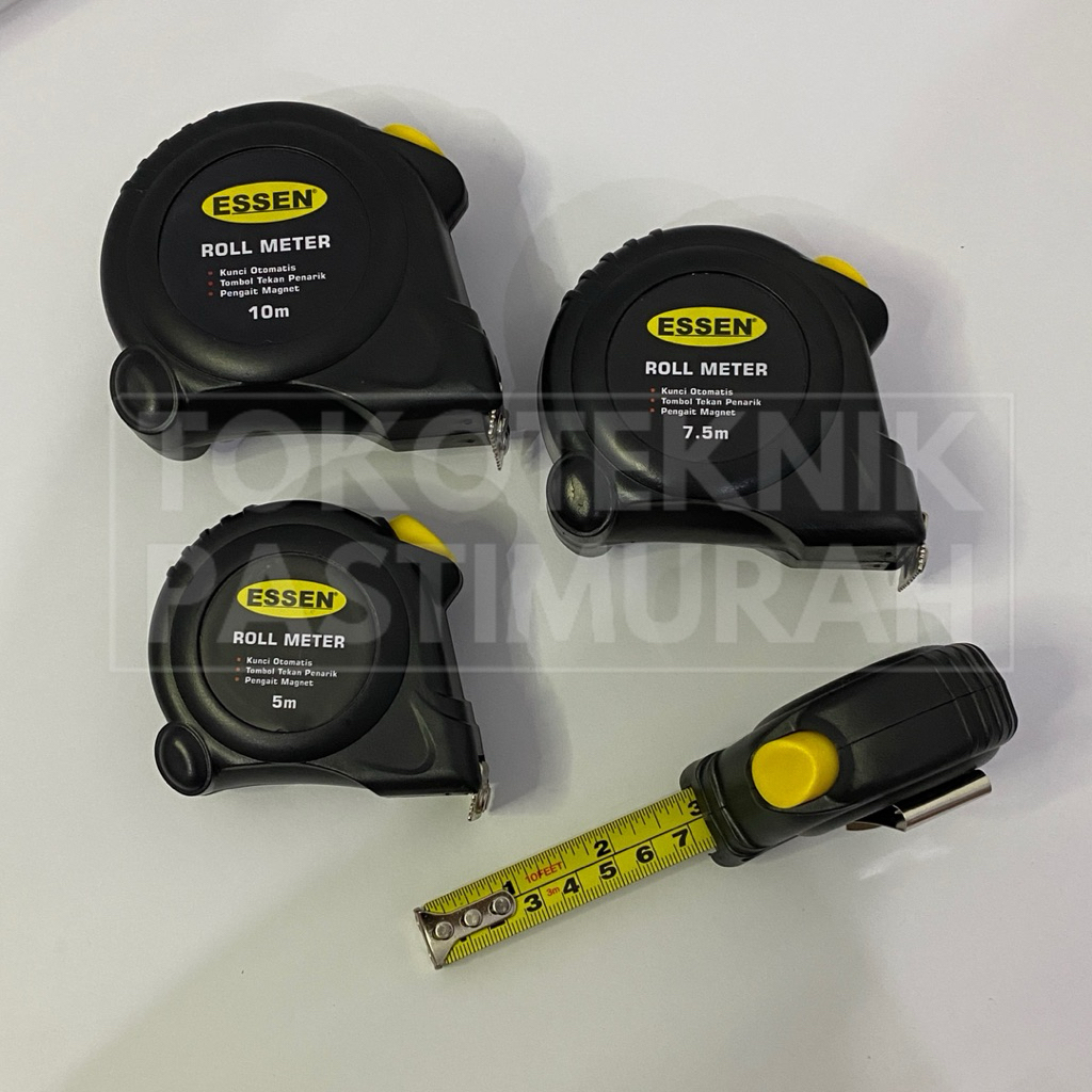 Roll Meter Meteran ESSEN / Tekiro 3m 5m 7.5m 10m Auto Stop Meteran Karet 3 5 7.5 10 meter m