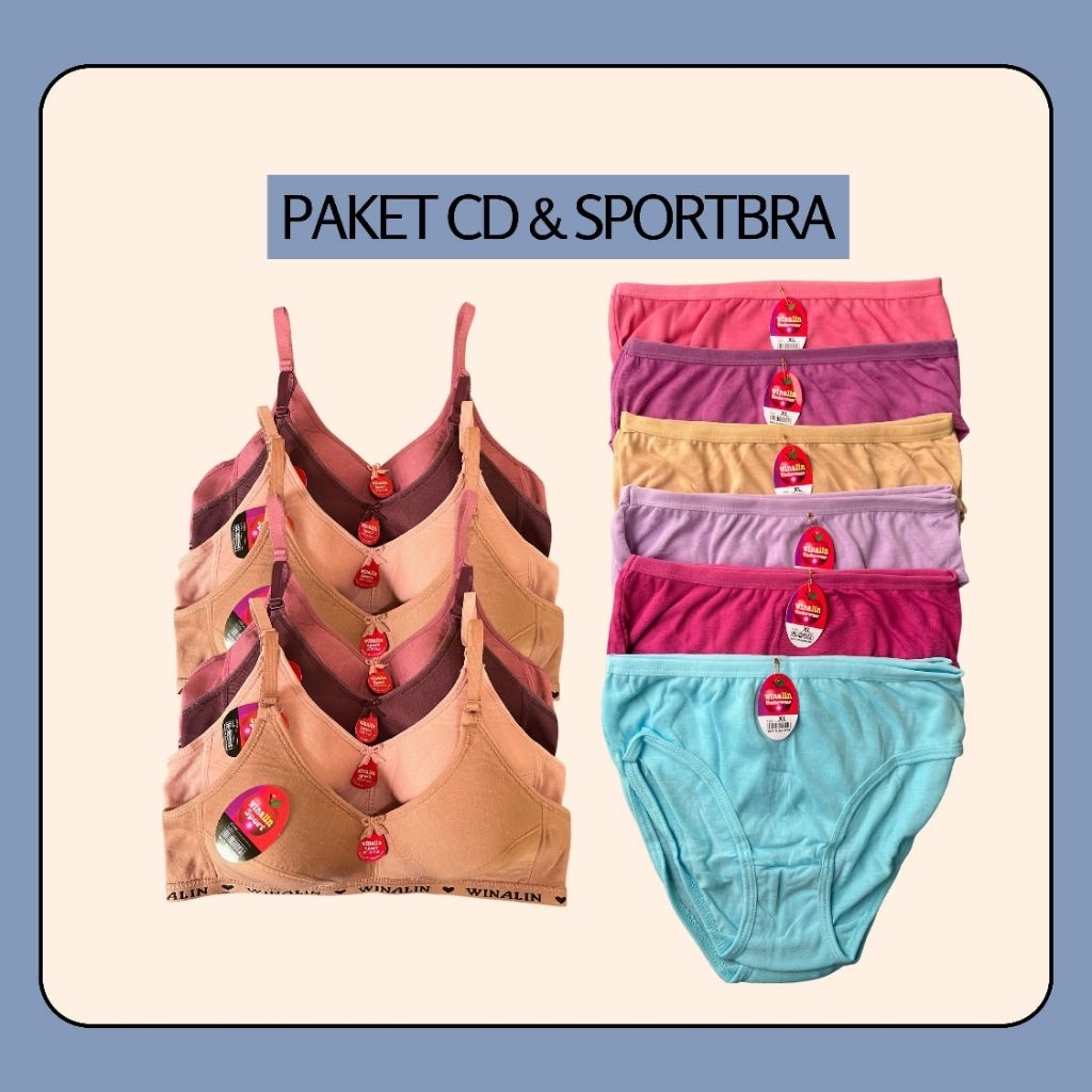 Paket Murah Meriah 6pcs Celana Dalam Dan 6pcs Sport Bra Pakaian Wanita By Hayacolection
