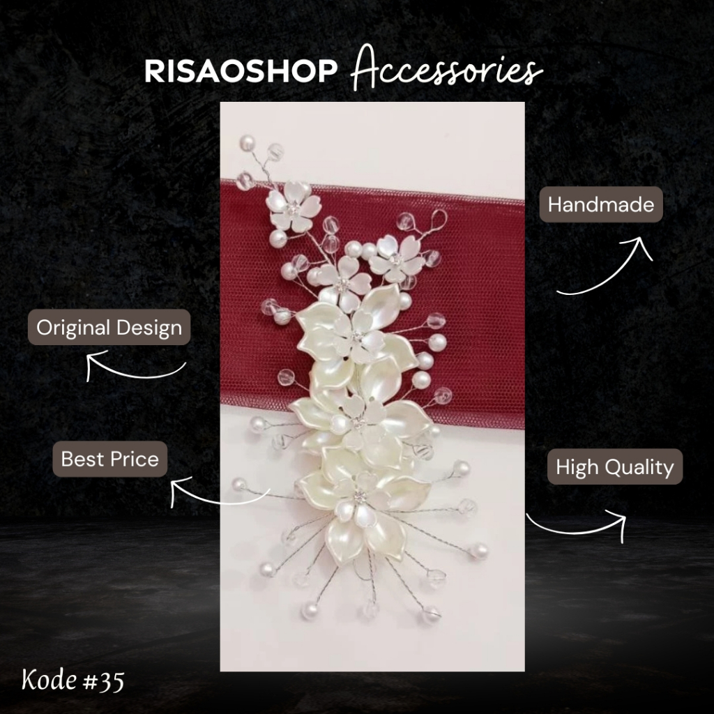 Headpiece | bando | bandana manik manik |tiara rambut | hiasan kepala |hijab | jilbab | kawat besi l