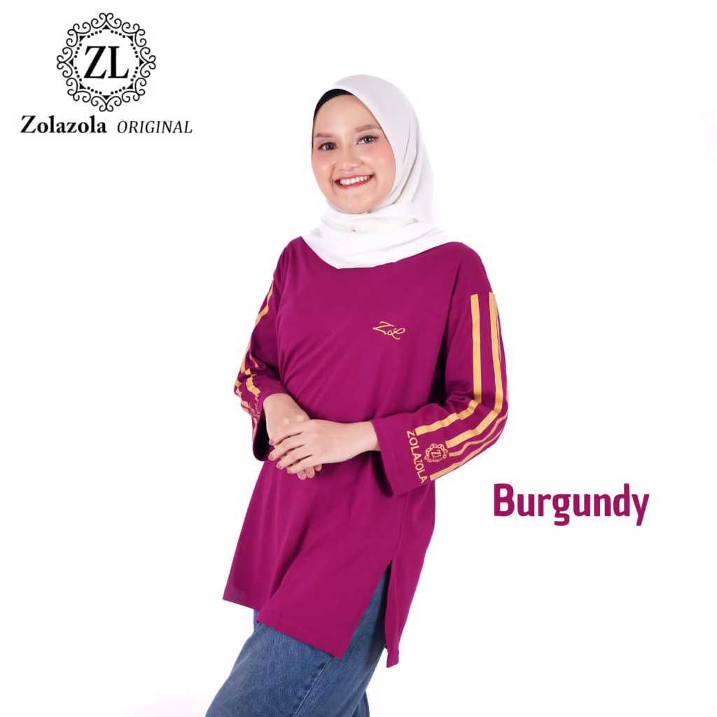 Kaos Atasan Polos Wanita Lengan 7/8 STRIP Cotton Combed 24s Premium Full Size (M-L-XL-XXL-XXXL)