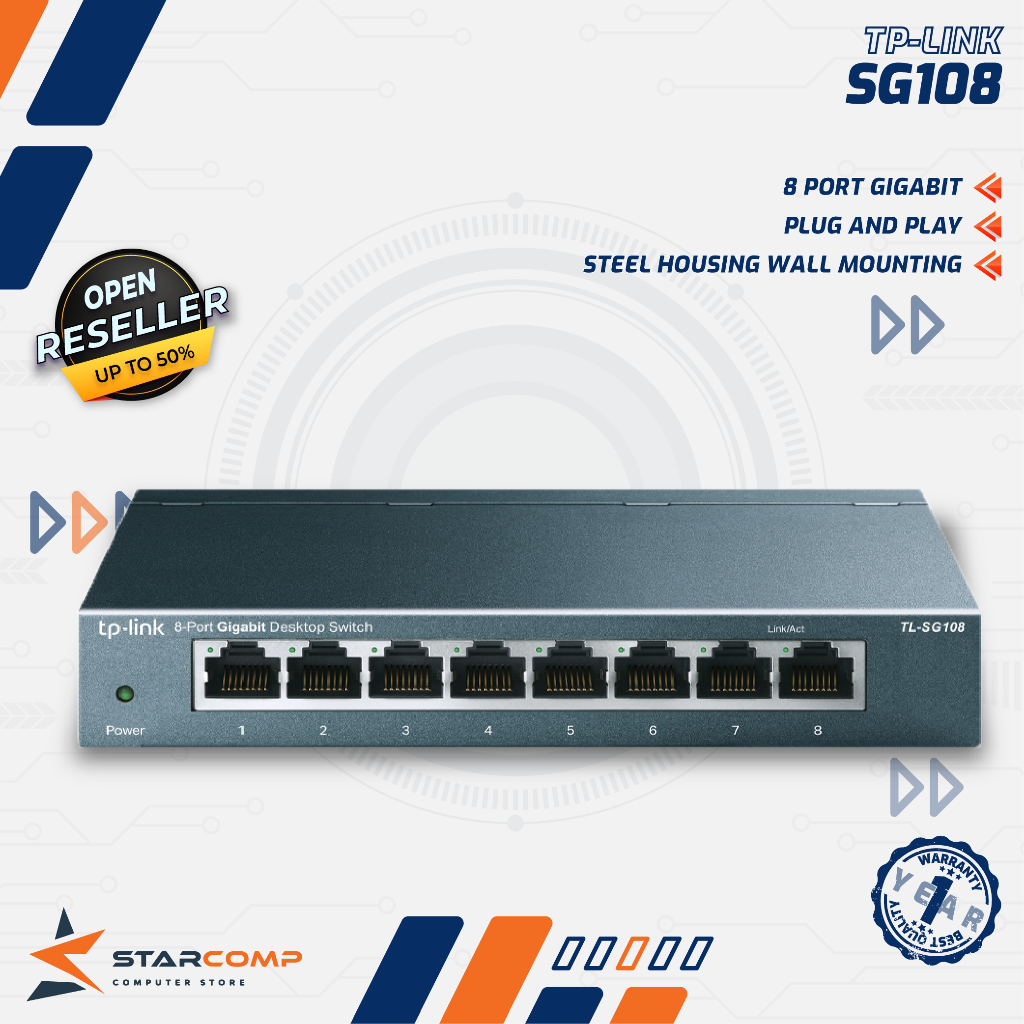 TP-Link TL-SG108 8 Port Gigabit - Hub TP Link TL SG108 Desktop Switch