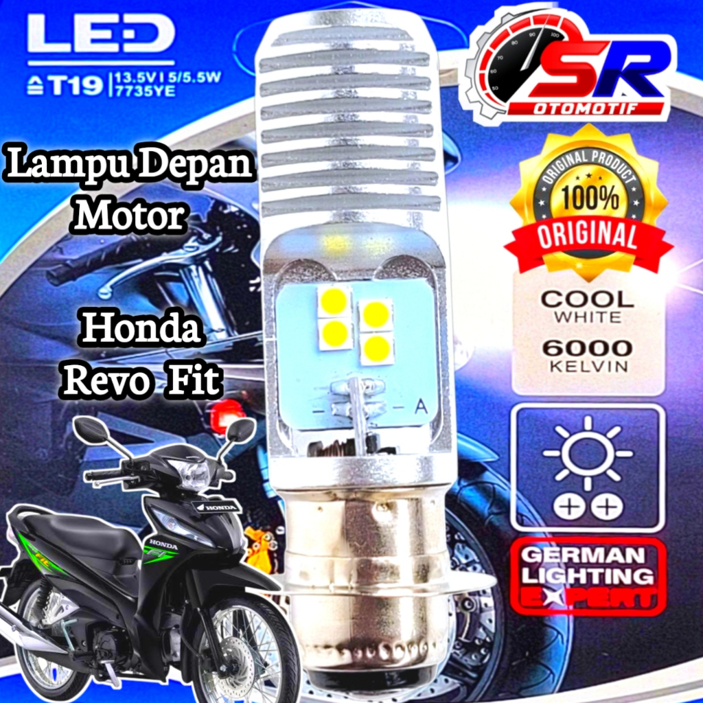 Lampu Depan LED Motor Honda Revo Fit Soket H6 T19 AC/DC 12 Volt Pengganti Dop/Bohlam Standar