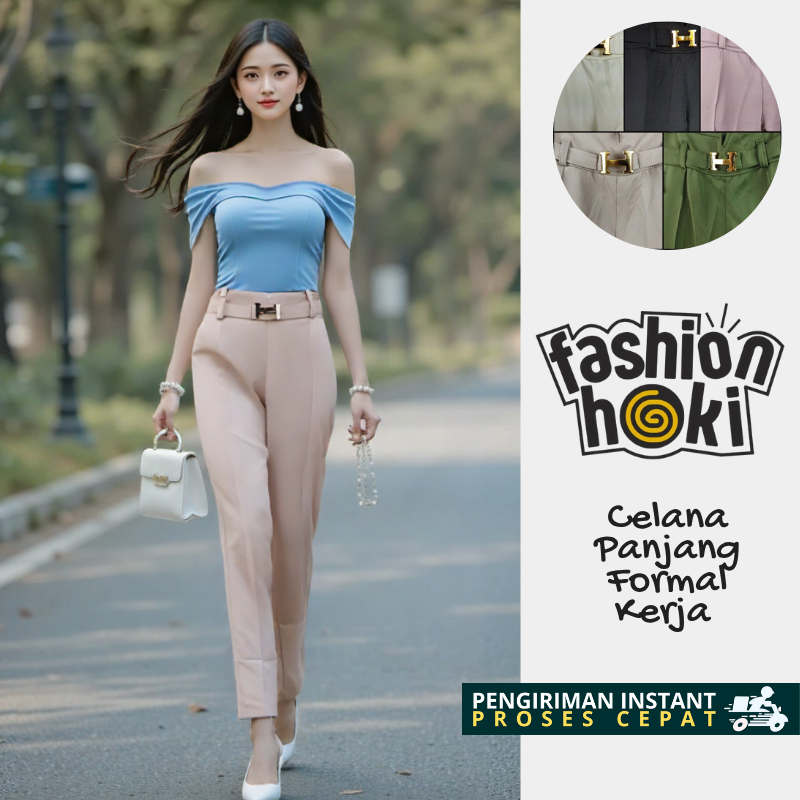 Celana Panjang Wanita Korea Style Model Terbaru Kulot Kain Formal untuk Kerja Kantor Kekinian Fashio