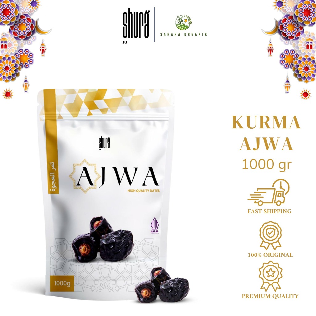 

Shura Kurma Ajwa Kurma Nabi 1kg Kemasan Pouch Asli Madinah Lembut Original Premium