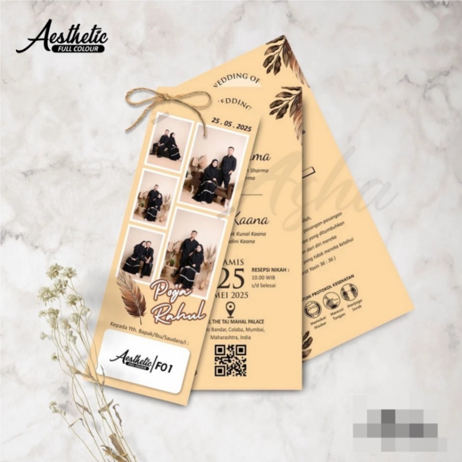 UNDANGAN PERNIKAHAN UNIK AESTHETIC TALI FULL COLOUR - UNDANGAN NIKAH AESTHETIC CUSTOM FOTO