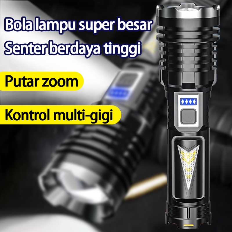 (COD) Paket lengkap Senter LED Tactical 200000 Lumens Xhp 50 - Kualitas Cahaya Super Terang