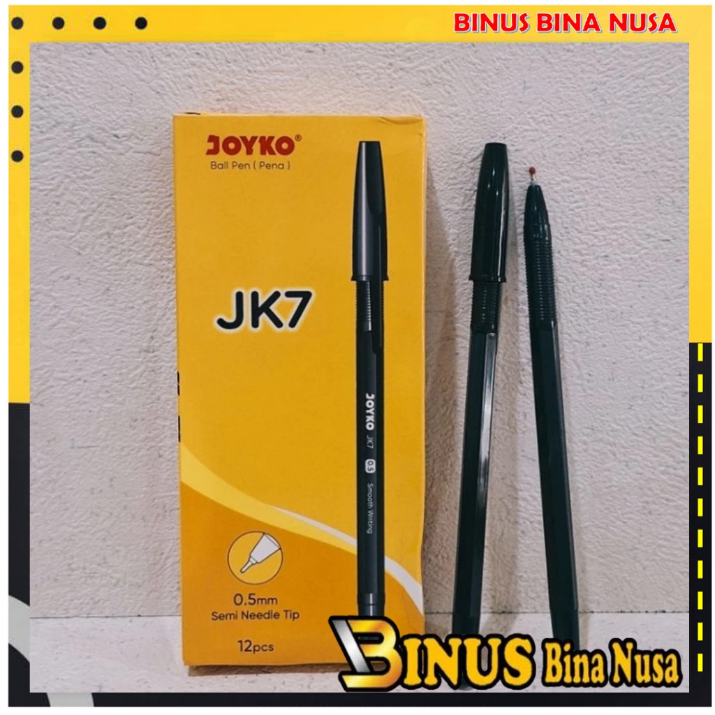 

PENA/PULPEN STANDAR JK-7 JOYKO HITAM | 1 LUSIN ( 12 PCS)