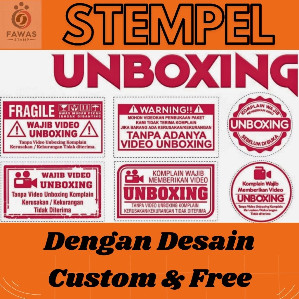 

Stempel Tanda Lunas Unboxing fragile besar untuk logo di kardus, tanda terima usaha toko perusahaan Kertas koperasi Merah Putih Biru Hitam Hijau Ungu