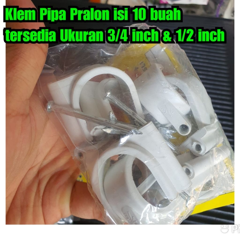 klem pralon klem pipa 3/4 inch isi 10 buah klem pralon klem pipa 1/2 inch isi 10 buah klip pipa klip