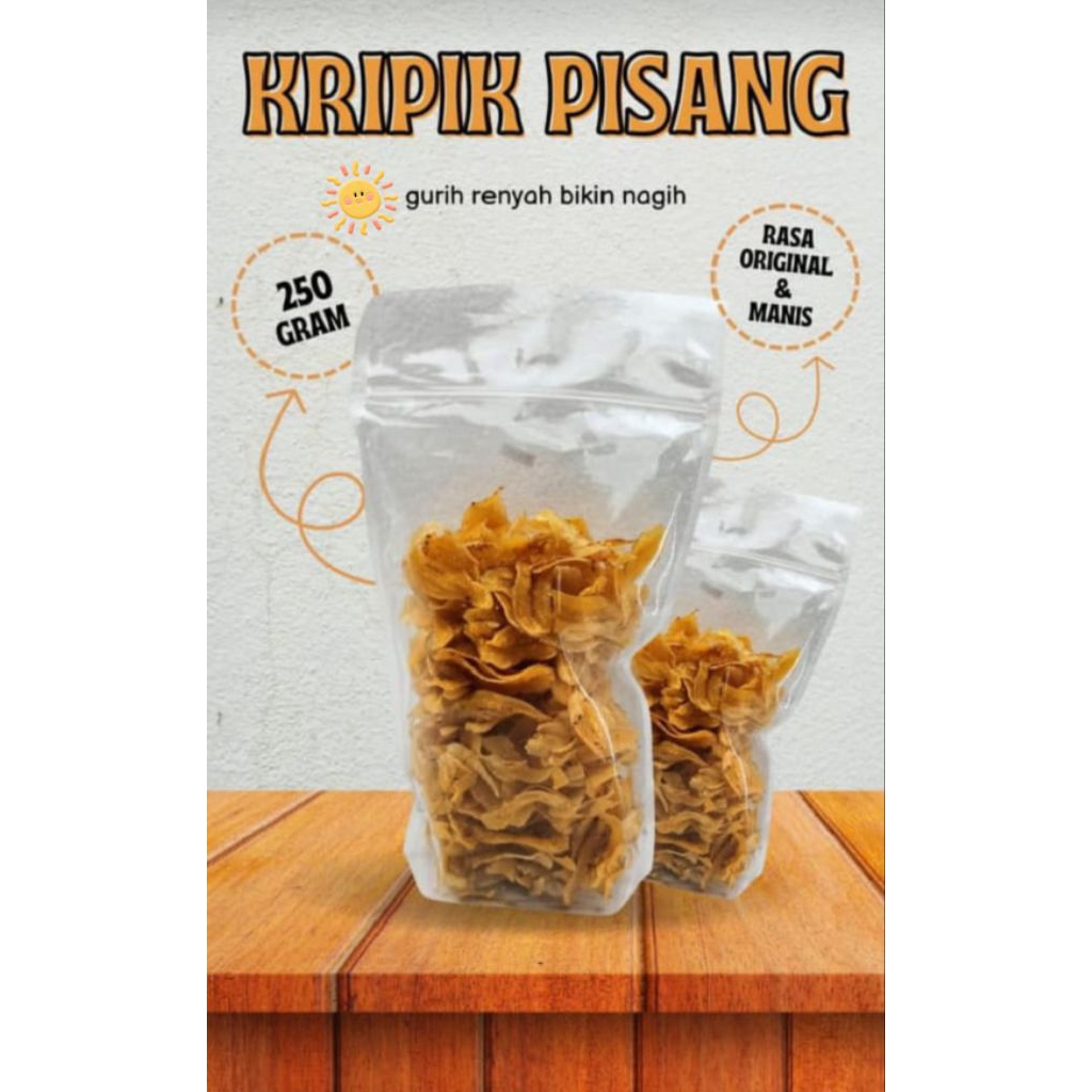 

KRIPIK PISANG GURIH & RENYAH (ASLI PISANG GAJE/KEPOK) BERAT 250gram